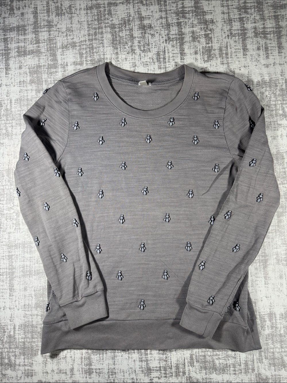 J.Crew Womens Sweater Size Medium Gray Beaded Long Sleeves Cotton size M